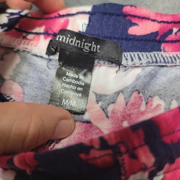 Midnight Pant Womens Medium Floral Blue Pink Straight Comfort Stretch Pull On M - Picture 6 of 12